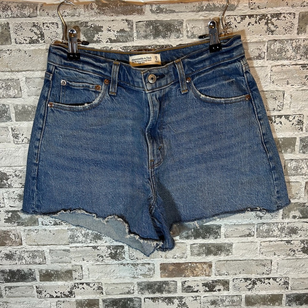 Abercrombie & Fitch 90s Relaxed Cutoff Shorts‎ High Rise Blue Denim 29 NWT